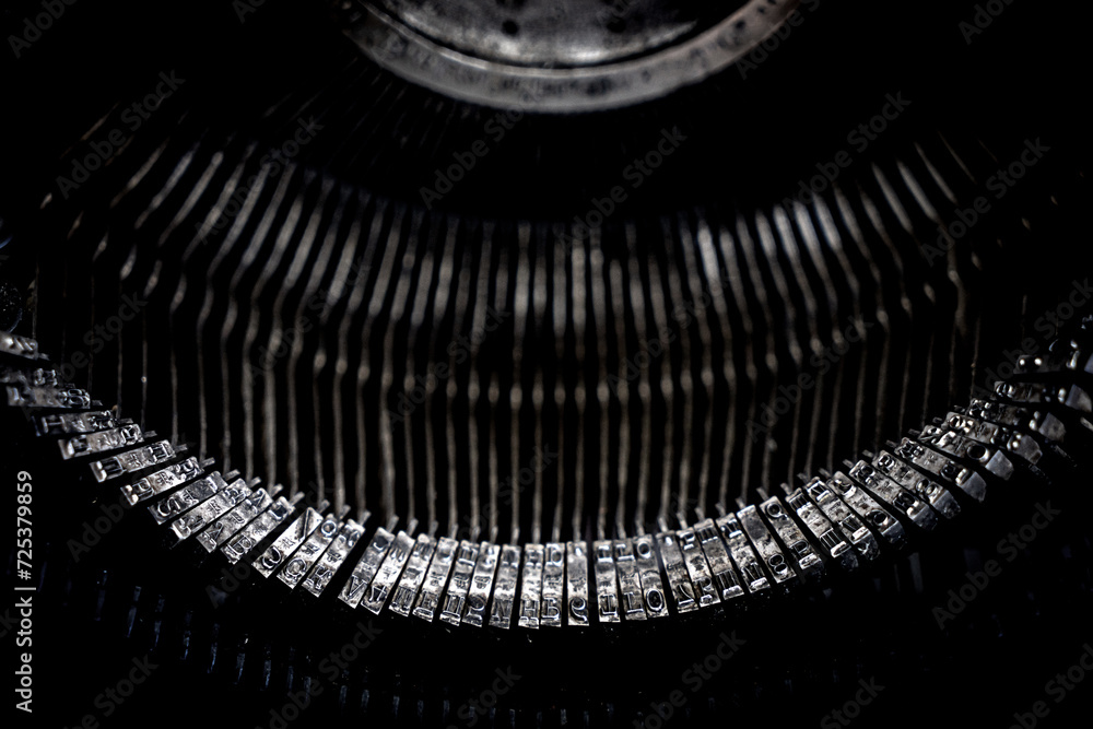 Fototapete abstract typewriter background with metal part and elements of retro typewriter