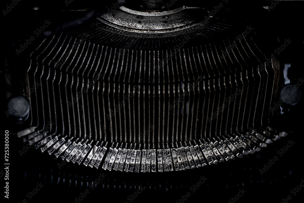 Fototapete abstract typewriter background with metal part and elements of retro typewriter
