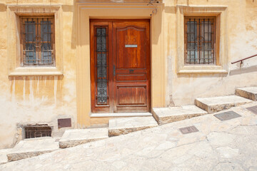 Wooden door in Bocairente, Valencia (Spain) - 725380611