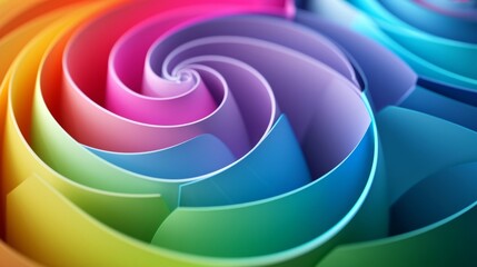 A colorful spiral of paper creates a pure color background with an intricate, glowing spiral.