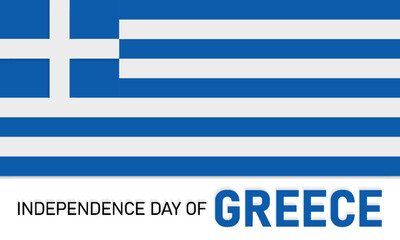 Happy Greek Independence Day celebration every year in 25th March. National republic day of Greece waving flags. Vector illustration for banner, greeting card, poster with background.