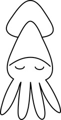 cute squid cartoon lineart