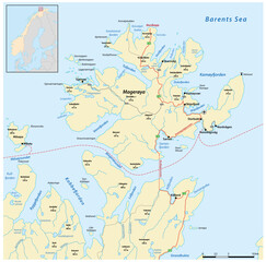Vector road map of North Cape, Norway