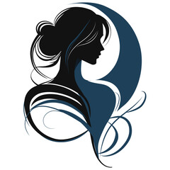 female silhouette wavy lines