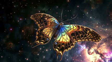 A butterfly is flying in the sky, creating a harmony of butterflies.