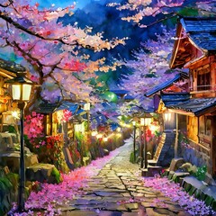 古都の夜桜