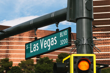Las Vegas blvd road sign close up