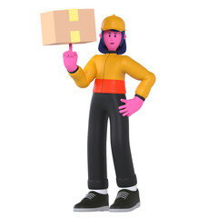 Girl Delivery Cool Pose With Package Shipment