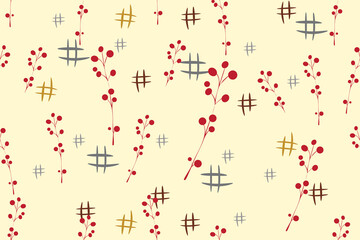 Fototapeta na wymiar A simple seamless pattern with small red flowers on stems. Vector illustration for wallpaper, fabric, packaging design in minimalistic style