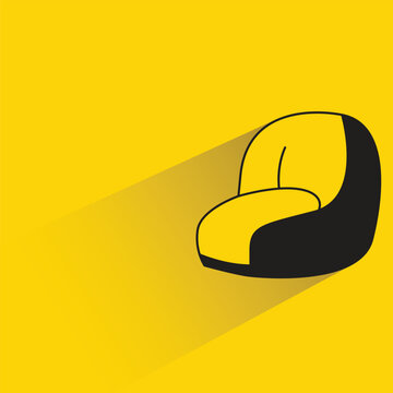 sofa with shadow on yellow background