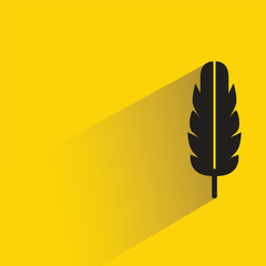 feather icon with shadow on yellow background