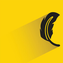 feather icon with shadow on yellow background