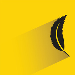 feather icon with shadow on yellow background