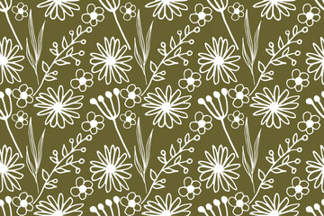 Vector pattern illustration , nature elements , flowers , modern and trendy hand drawn abstract elements ,for your design ,print paper or fabric , banner , flayer , and over design.