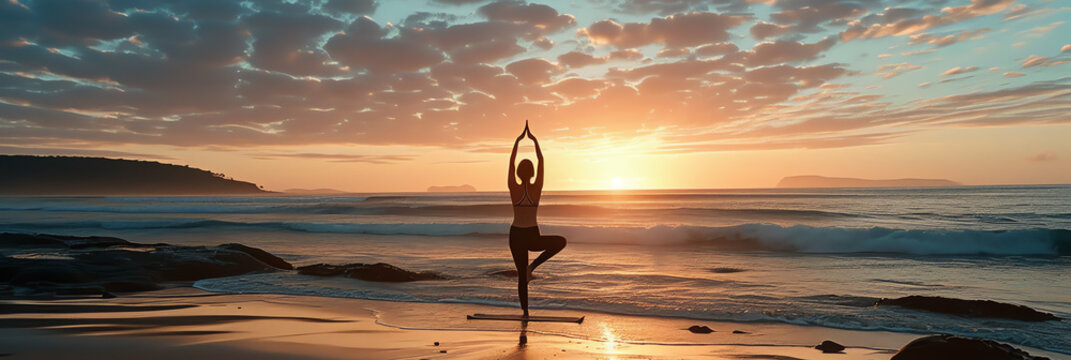 yoga on the beach, AI generated