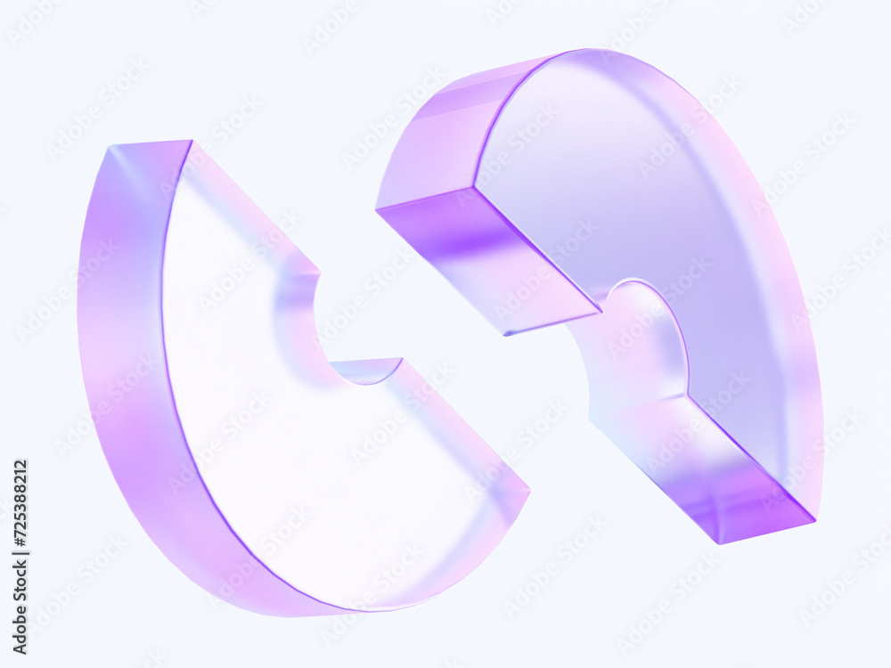 Fototapete 3d glass shape of half ring with colorful gradient. modern design illustration. 3d rendering of geom