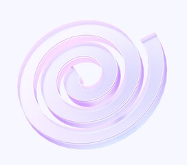 3d glass shape of spiral with colorful gradient. modern design illustration. 3d rendering of geometric translucent icon isolated on white background