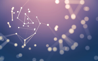 Abstract background. Molecules technology with polygonal shapes, connecting dots and lines. Connection structure. Big data visualization.