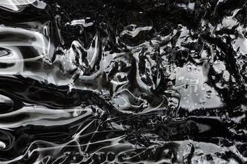 Close-Up of Transparent Plastic Film Wrap With Textured Overlays and Shadows. 