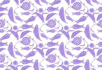 Fantastic flowers in turkish style. Pastel colors. Seamless pattern. Vector illustration