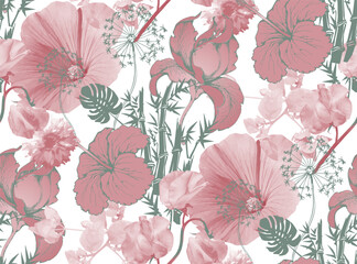 Abstract floral seamless pattern. Suitable for fabric, wrapping 