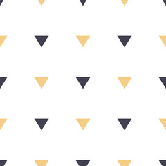 Seamless pattern of blue and yellow triangles. Vector pattern. Printing on fabric and paper. Decorative vector print.