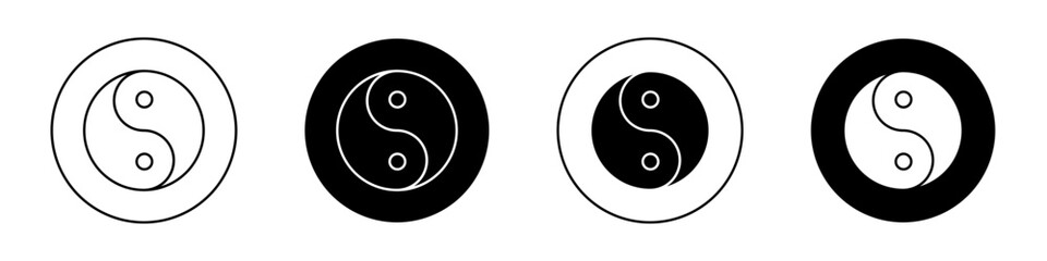Overall wellness icon set. Chinese yin yan vector symbol in a black filled and outlined style. All Good health sign. - obrazy, fototapety, plakaty