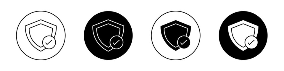 Long term protection icon set. Care and safety life time Insurance vector symbol in a black filled and outlined style. Health protection for long time sign.