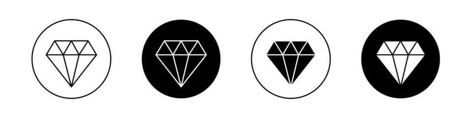 High potency icon set. Diamond product vector symbol in a black filled and outlined style. Potent substance diamond sign. - obrazy, fototapety, plakaty