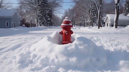Nearly buried red fire hydrant