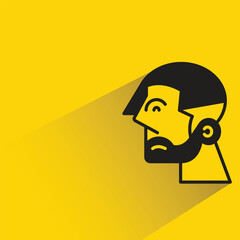 beard man avatar with shadow on yellow background