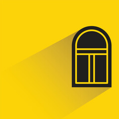 arch window icon with shadow on yellow background