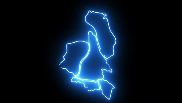 animated map of Pasig in the philippines with a glowing neon effect