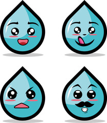 Collection of cute emoticon emoji. Doodle cartoon