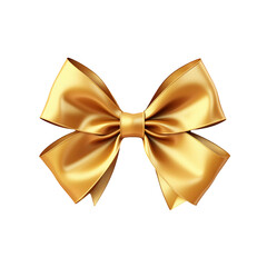 Golden bow and ribbon on transparent background. Generative ai design.