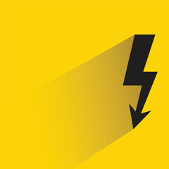 thunder bolt with shadow on yellow background