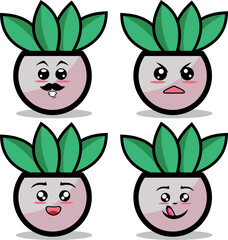 Collection of cute emoticon emoji. Doodle cartoon