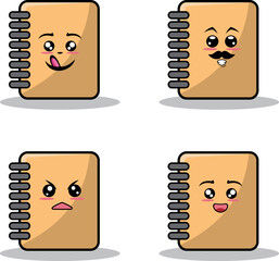 Collection of cute emoticon emoji. Doodle cartoon
