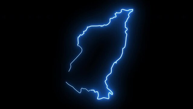 Animated map of Quezon in the Philippines with a glowing neon effect