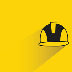 doodle safety helmet icon with shadow on yellow background