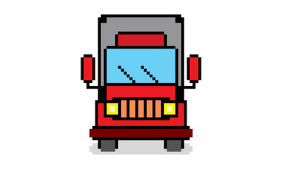 Pixel art of truck vector