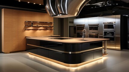 Interior of modern kitchen in penthouse