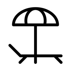 Beach chair icon in line style. A place to lie on the beach. Umbrella beach chair shade icon