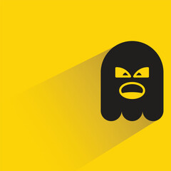 angry ghost emoji with shadow on yellow background