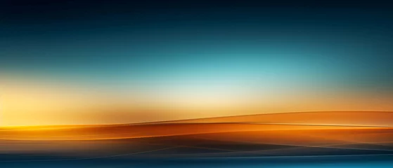 Gordijnen Striking orange background with blue hues, desolate landscapes in minimalistic lines, photobashing style. Luminist landscapes with layered images and rim light. Futuristic minimalism in a UHD image © Life Background