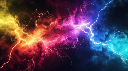 colorful lightning on dark sky background