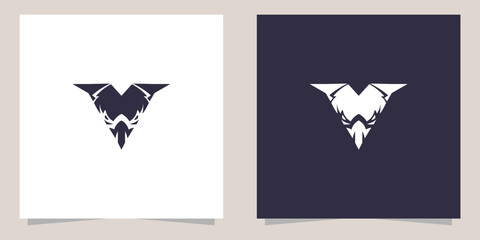 letter v with eagle logo design