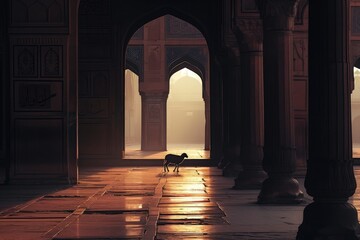 silhouette of an sheep on mosque