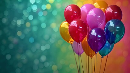 Birthday greeting background design. Happy birthday colorful balloons and party elements for kids birth day party messages. colorful