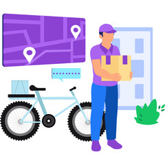 Obraz na płótnie Canvas Delivery man giving doorstep delivery Illustration